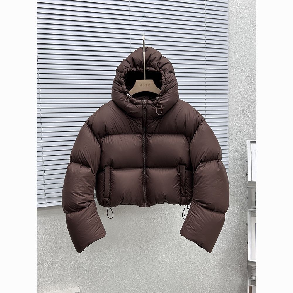 美式肯豆连帽短款羽绒服女2023新款冬季美拉德色小个子加厚面包服