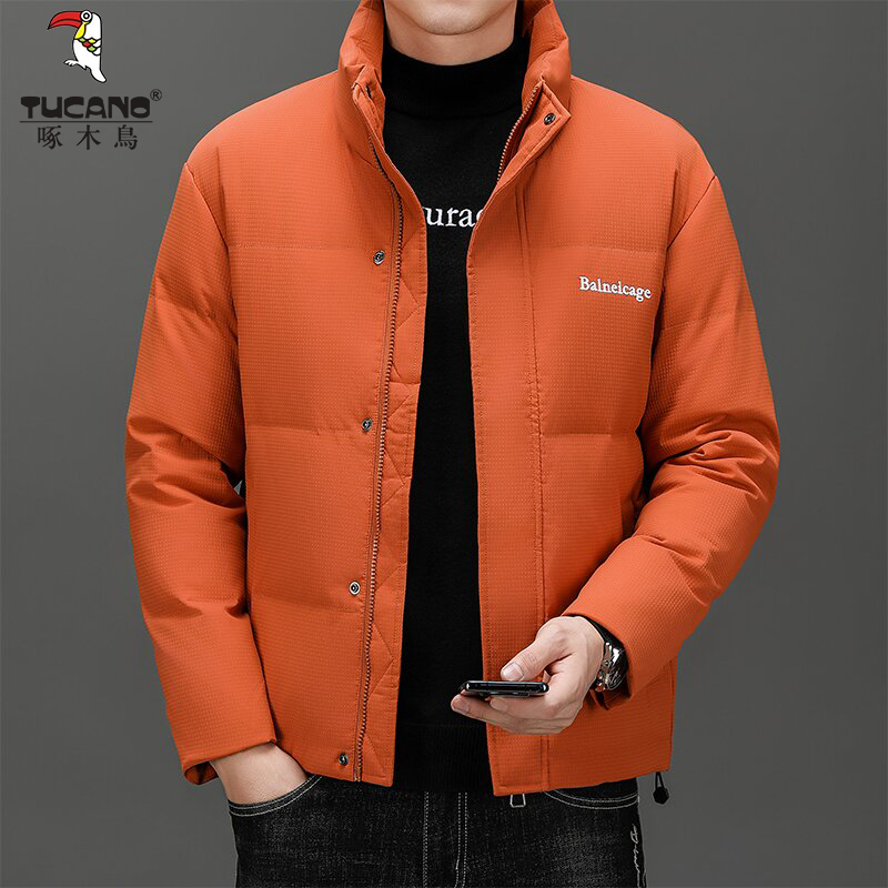 啄木鸟羽绒服男冬季新款轻薄款时尚立领高端潮休闲加厚保暖外套66