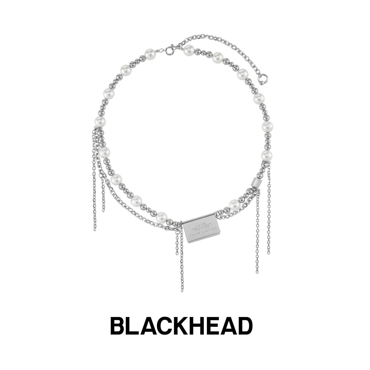 BLACK HEAD/黑头 钛钢仿珍珠项链 成份唛装饰串珠项链【鹭卓同款】