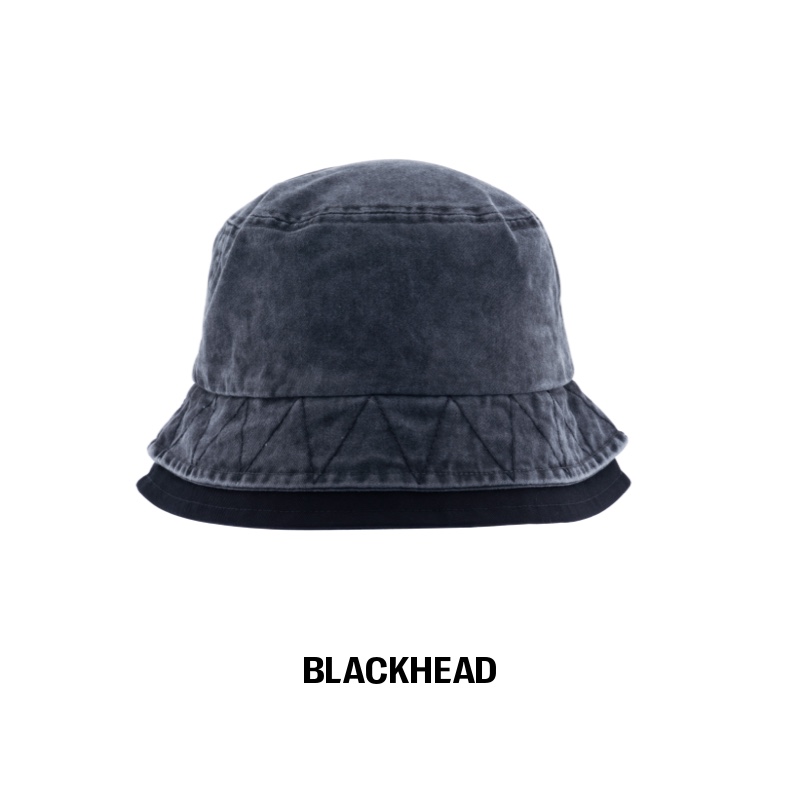 BLACK HEAD/黑头LOGO刺绣水洗双帽檐渔夫帽