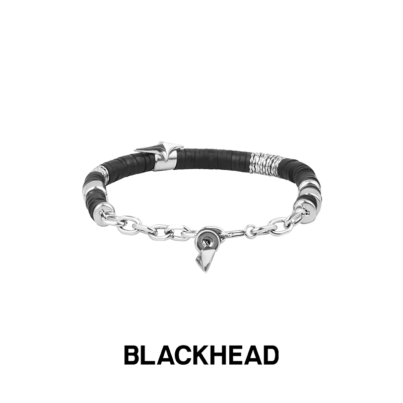 BLACK HEAD/黑头 钛钢手链 原创芒星软陶片小众串珠手链