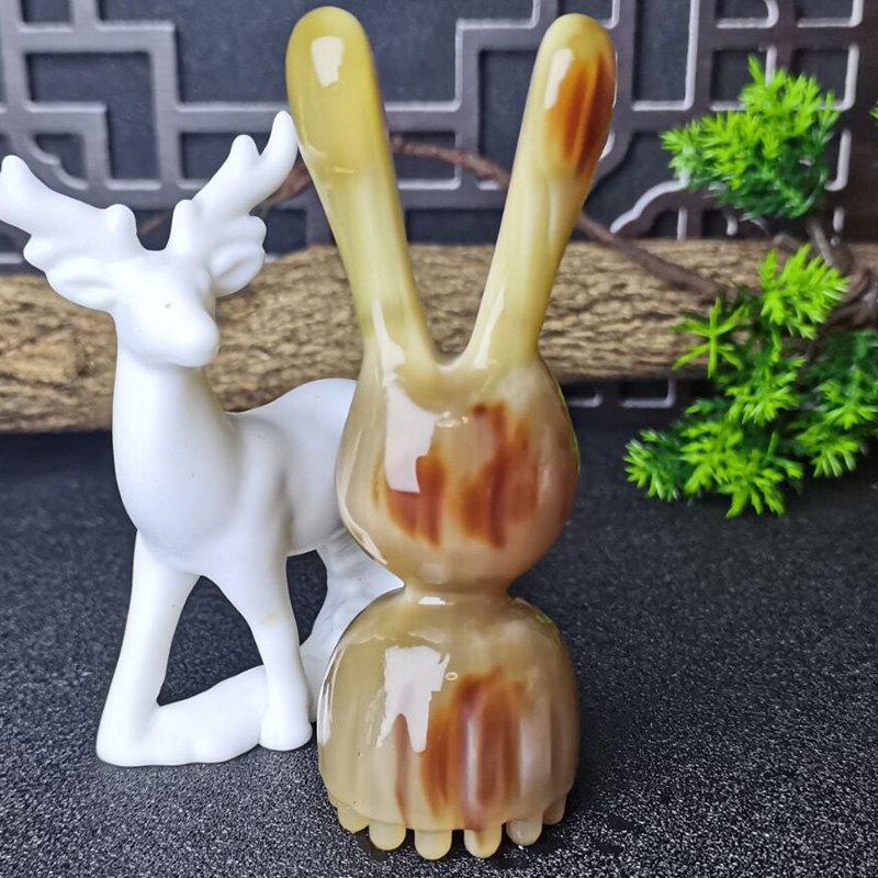 牛角兔子莲蓬按摩脸部面部眼部刮鼻梁牦牛角梳子拨筋刮牛角兔正品