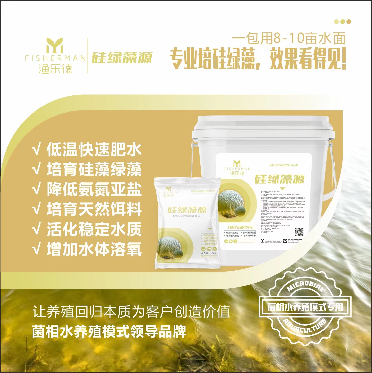 硅绿藻源1000g/包10包/桶为池塘增加有效藻种养殖使用适用粉剂