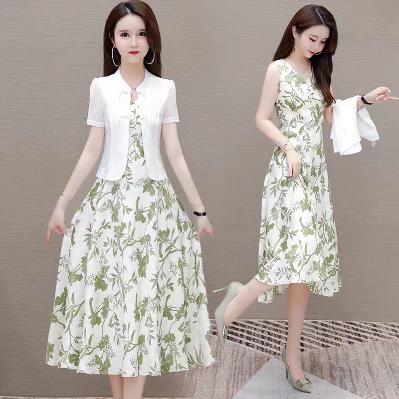 B5T-255网红女连衣裙显瘦气质小个子复古休闲洋气夏季时尚套装