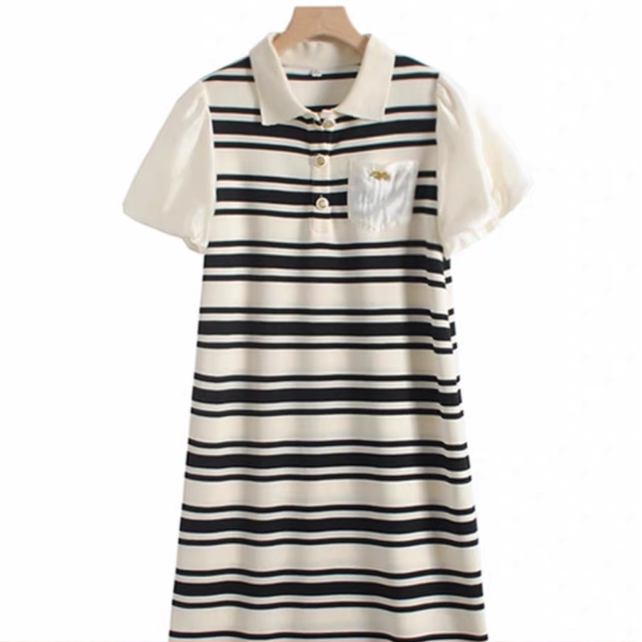 B5Q-357气质连衣裙显瘦气修身复古休闲收腰法式时尚夏季小清新