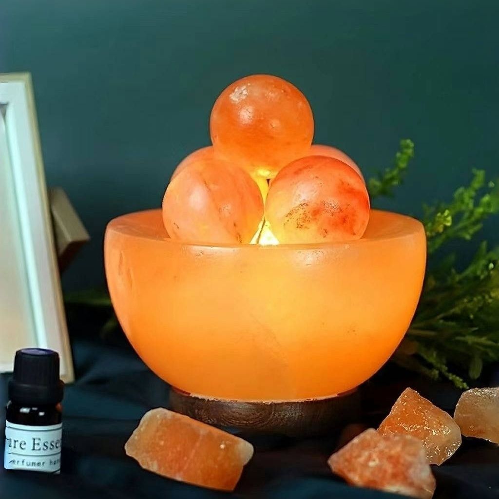 【一心老师】喜马拉雅盐灯聚宝盆盐灯圆球盐灯玫瑰盐时尚摆件创意