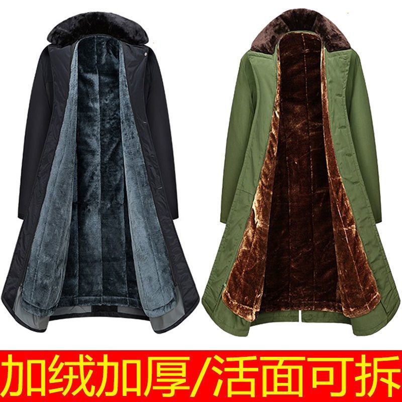 军绿色棉大衣男冬季加绒加厚防寒保暖劳保大衣绿色长款过膝棉大衣