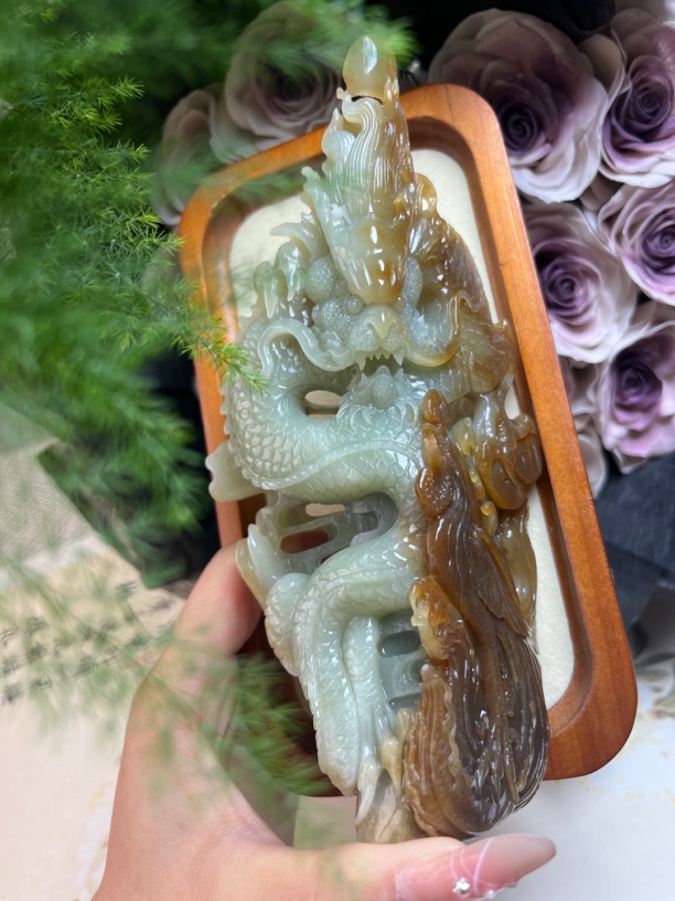 和田玉龙凤大摆件