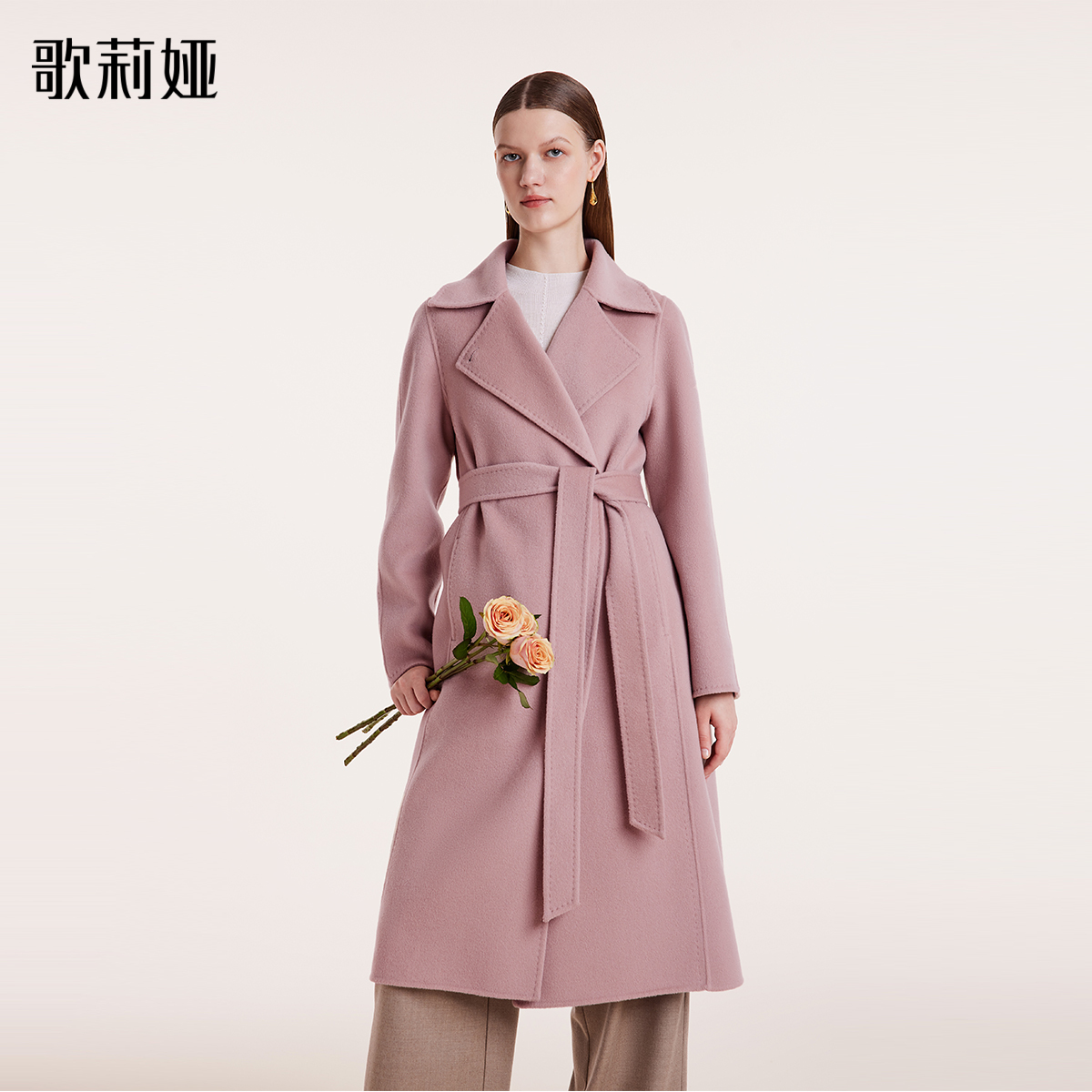 歌莉娅冬季全羊绒呢职场大衣1BNL6N09A