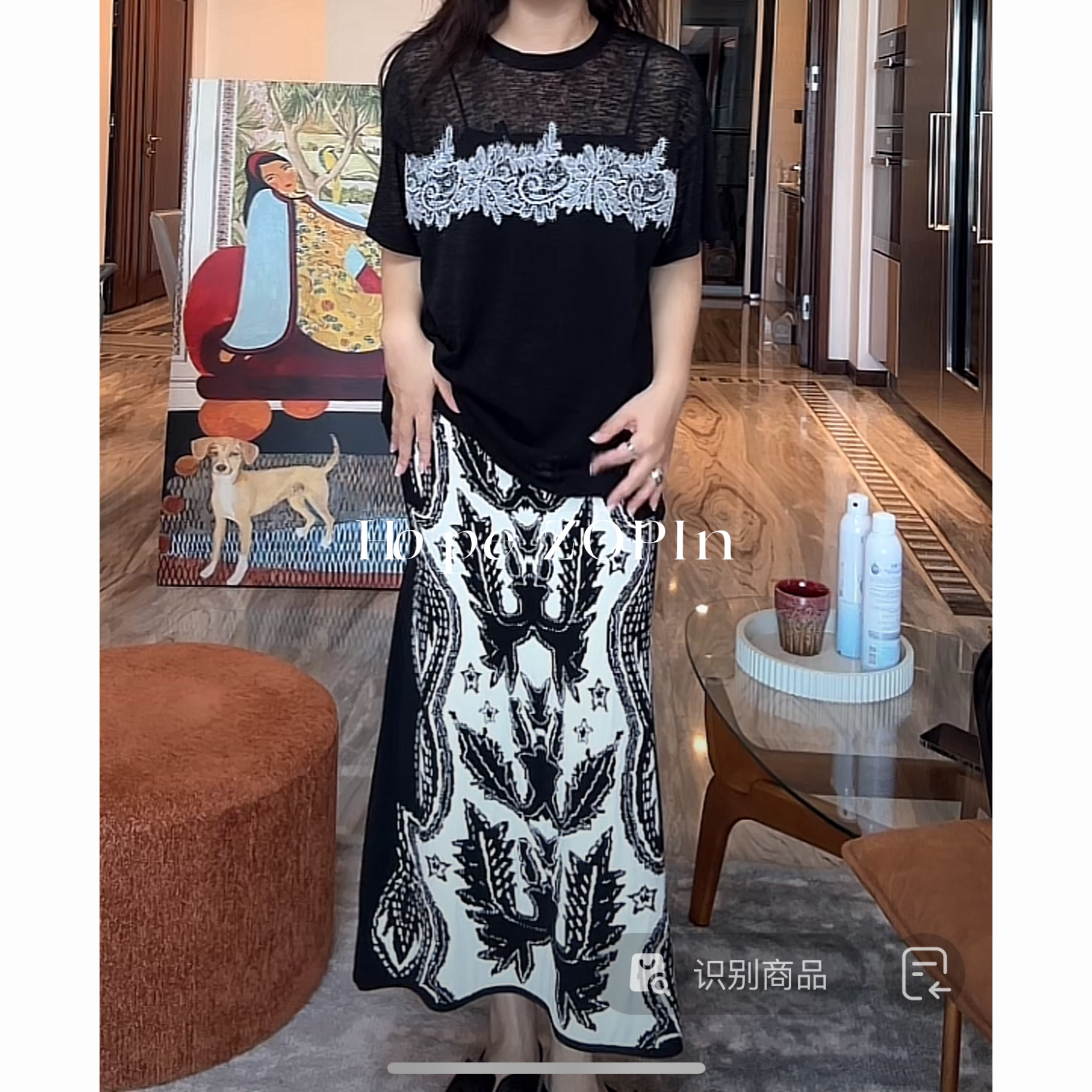 【大G精选】“黑白艺术” 艺术感黑白针织提花半裙