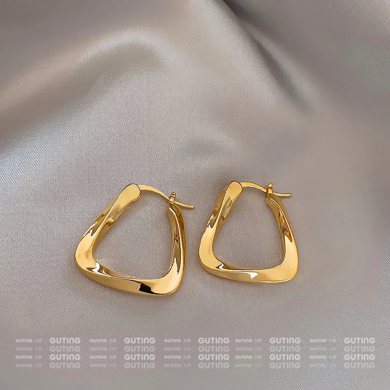 铜合金耳饰 （厚爱）不规则高级感方圆脸耳饰素款方形耳钉耳环12272