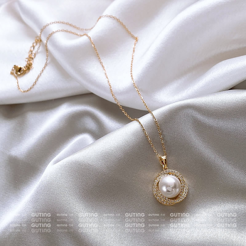 铜合金项链 4297优雅高级感珠珠项链简约轻奢瑞丽时尚ins小饰品