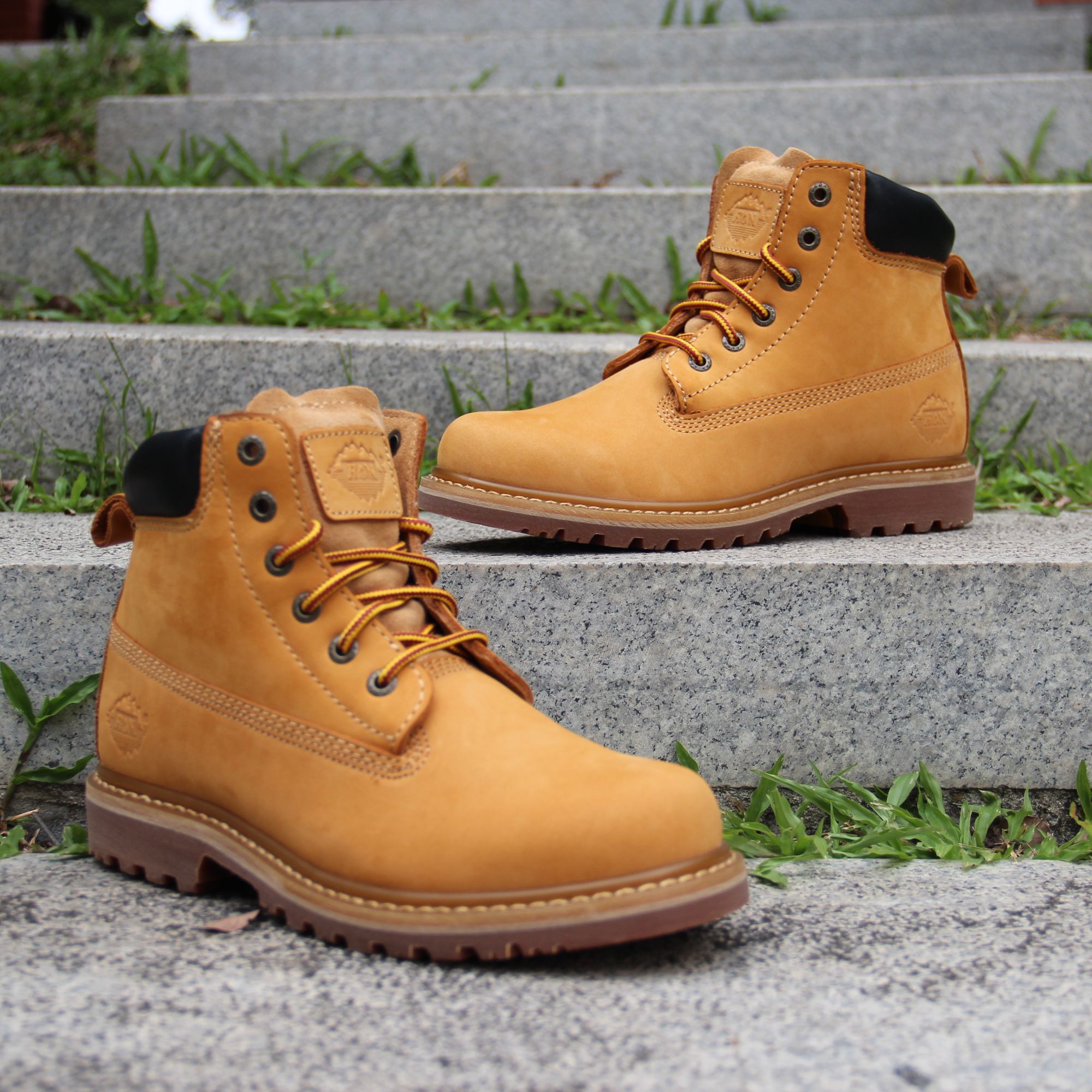 RAN雪松马丁靴男款休闲户外工装靴中帮复古大黄靴真皮800115