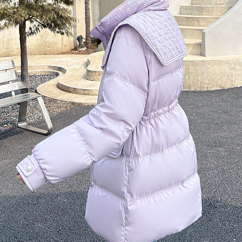 雅鹿2024新款羽绒服小香风羽绒服女中长款2024年冬季新款时尚钉珠