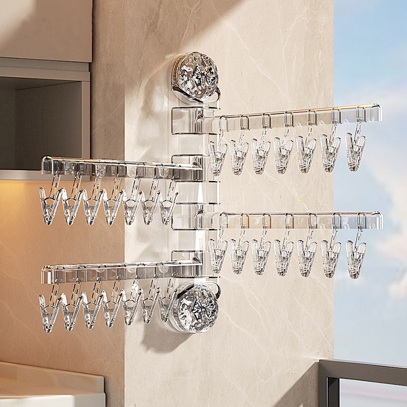 吸盘晾衣架袜子晾晒架袜架内衣夹子免打孔便携阳台多功能衣架神器