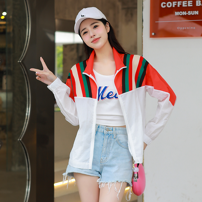 防晒衣女气质拼接外套女2025设计感宽松棒球服休闲洋气夹克上衣