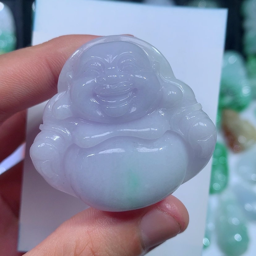 天然A货缅甸翡翠紫罗兰佛公吊坠，照片左滑看尺寸