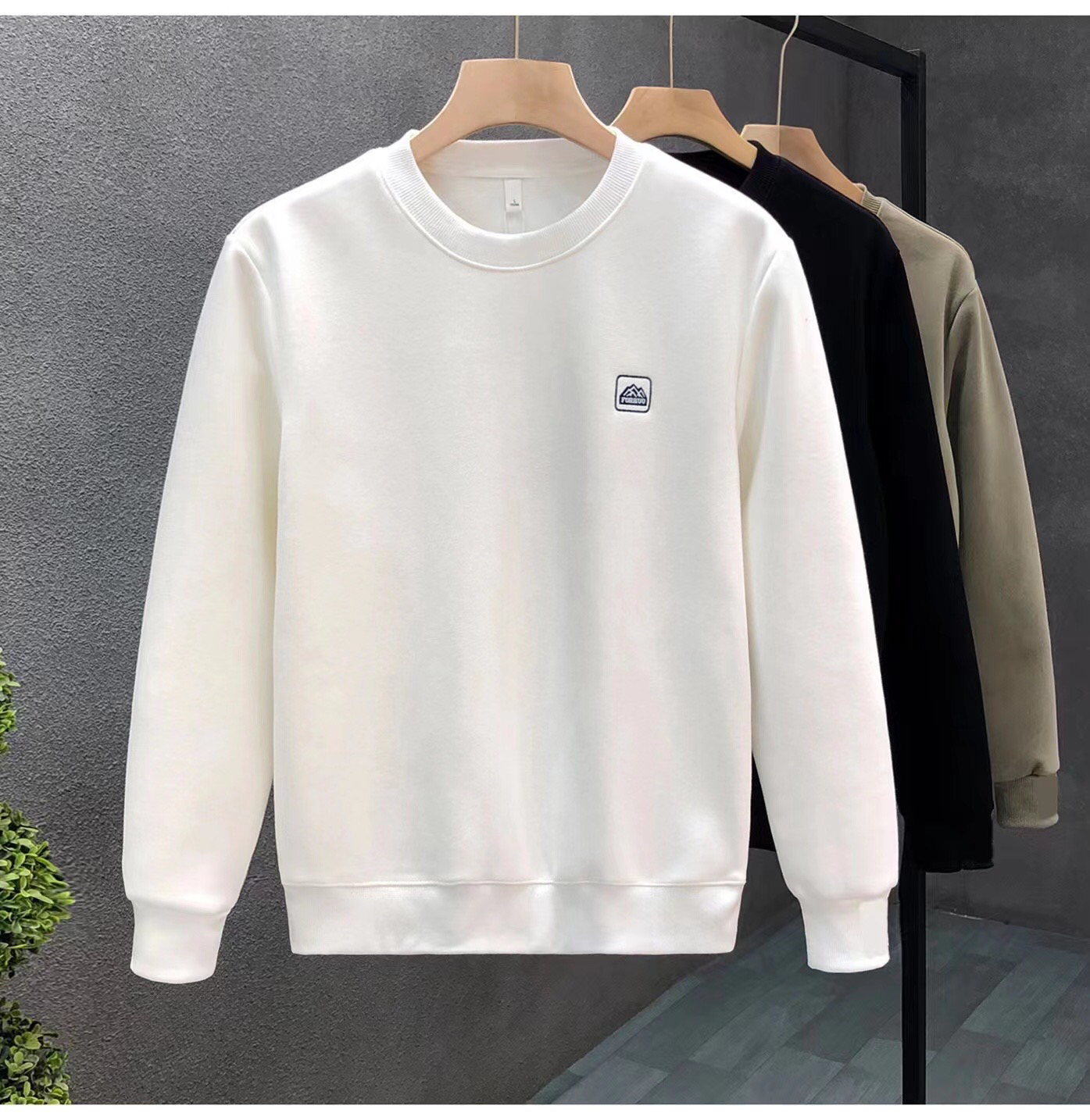 简约百搭卫衣男秋冬款加绒圆领内搭打底衫2025年新款男士秋装上衣