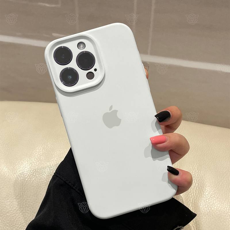 精孔白色iPhone15ProMax液态苹果15硅胶壳11/12/13高级感手机壳Xr