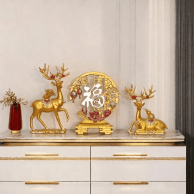 乔迁新居礼品麋鹿摆件家居客厅玄关电视酒柜装饰品搬家礼物轻奢
