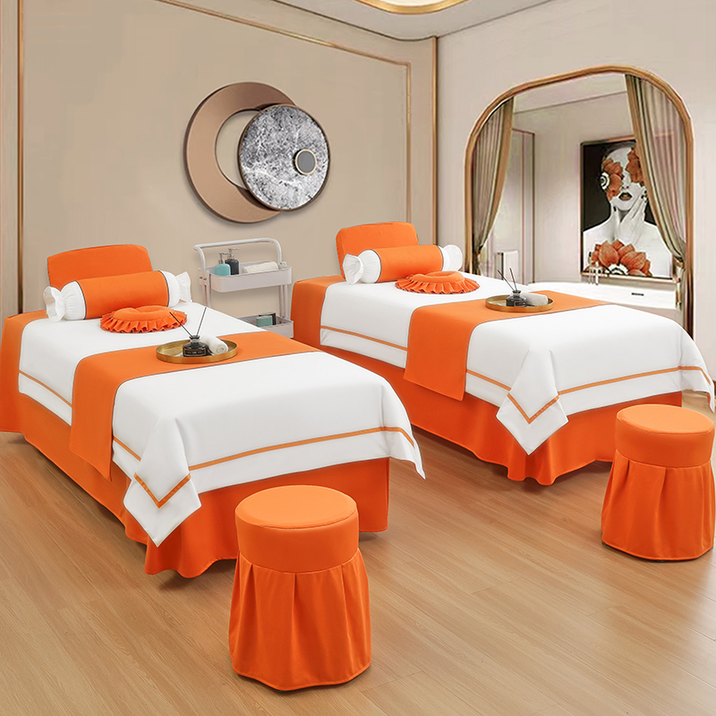 网红美容床罩四件套高档轻奢美容院按摩理疗专用洗头床套四季通用