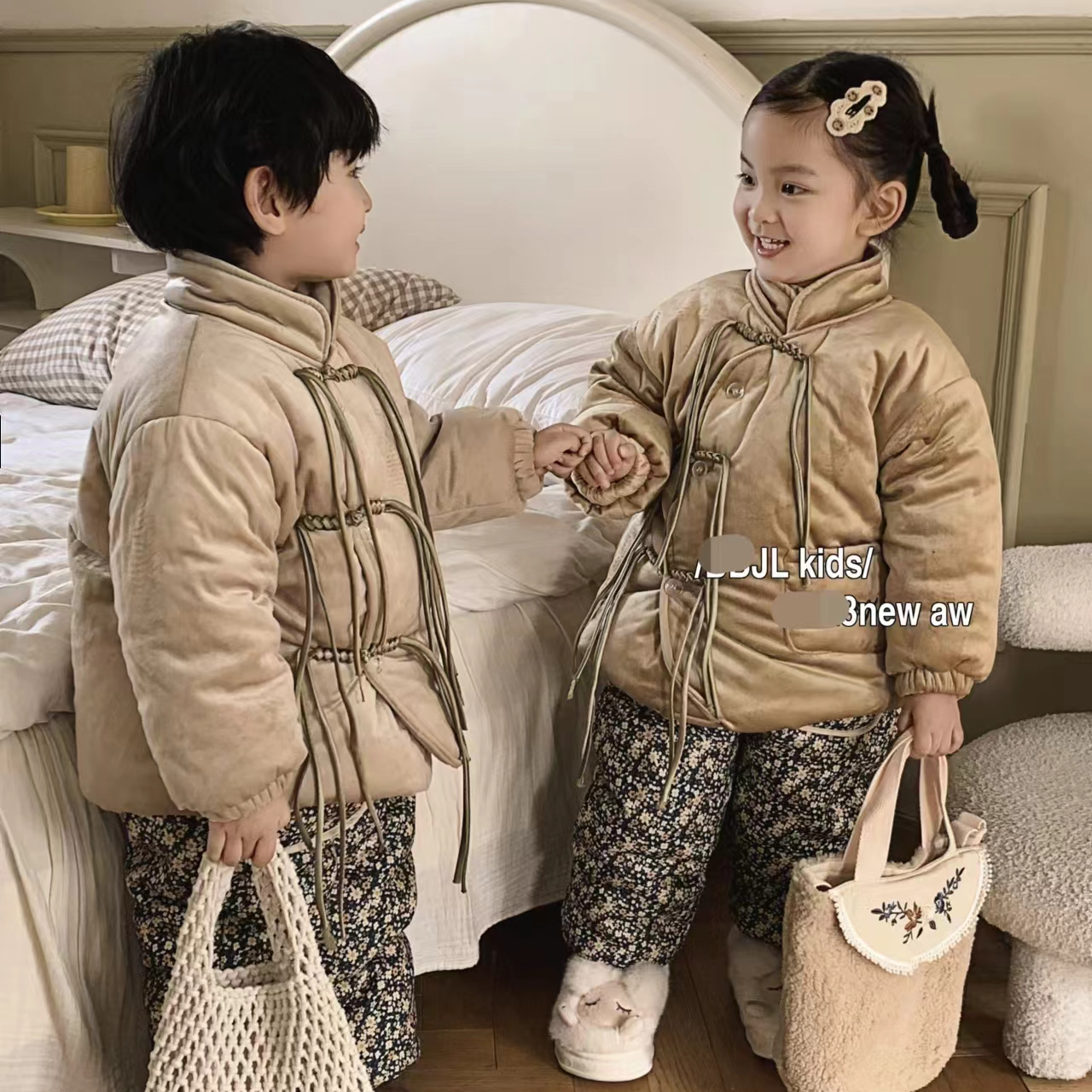 男女宝同款加绒加厚家居服套装