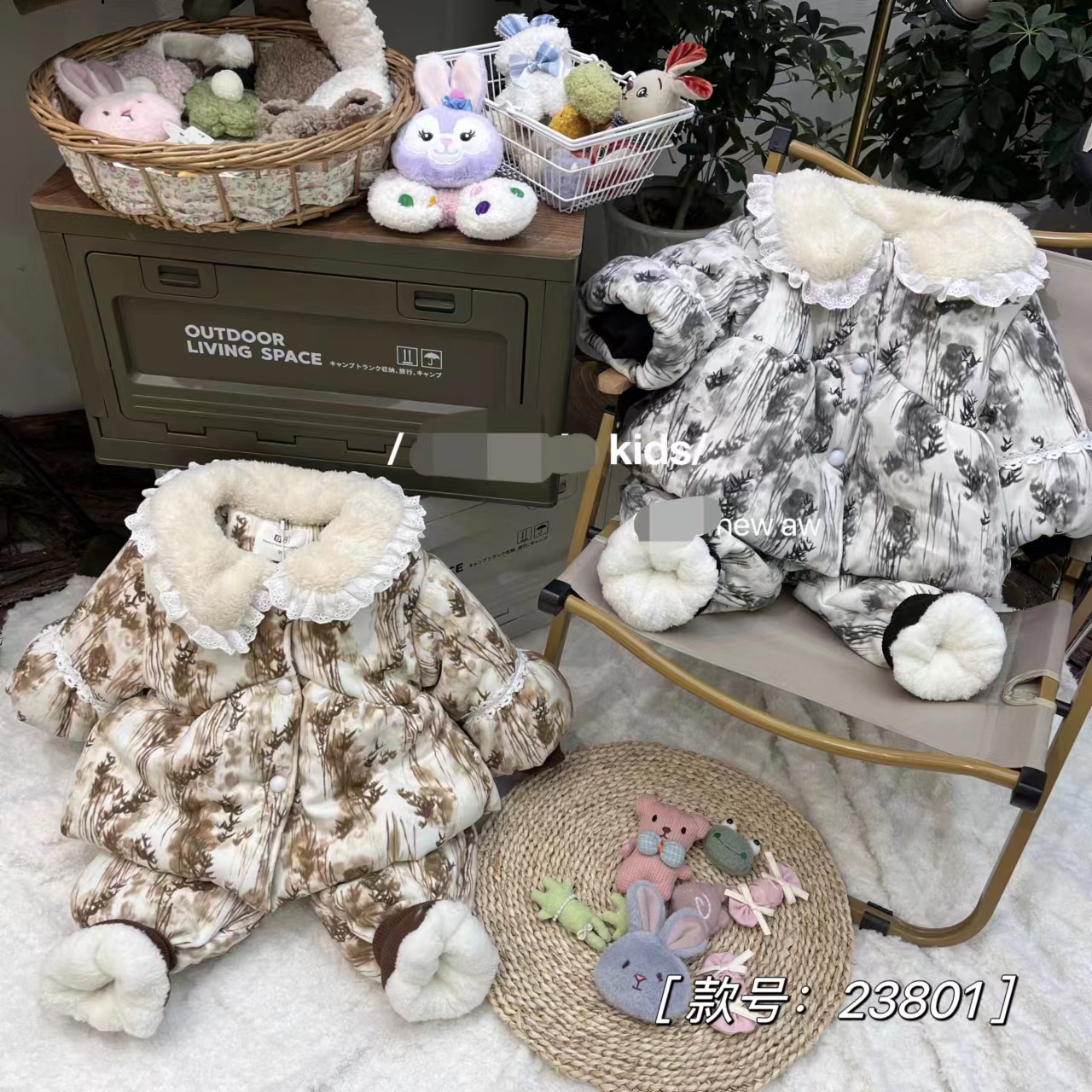 【公主袖】可外穿保暖三层加绒加厚儿童睡衣棉服套装8090暖居
