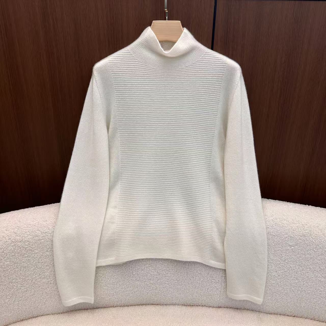 2.0山.尔【逢君】100山羊绒高领条纹纯色羊绒衫