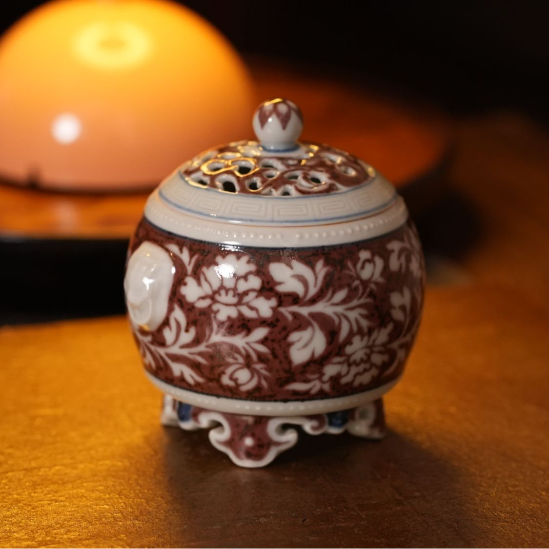 正萌「小胖墩香炉」景德镇高端手工陶瓷 「雕刻釉里红」茶器 手绘精工