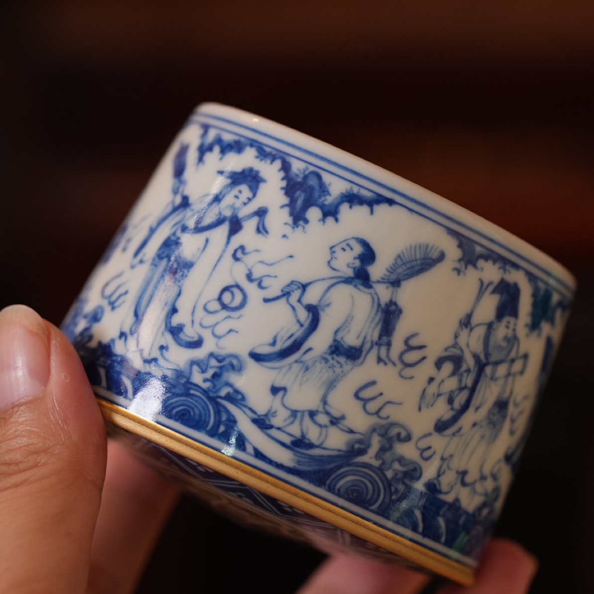 且斋 「八仙过海」空白期人物转转杯景德镇高端茶器手工咖啡主人杯