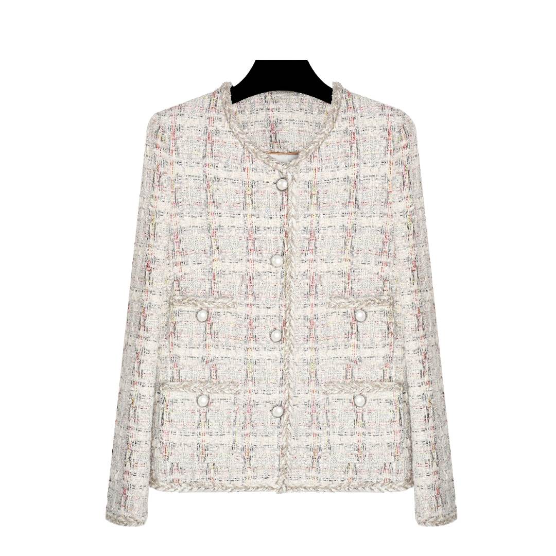 【微醺白兰地】高级感白色简约炸街外套女复古名媛小香风上衣A70798