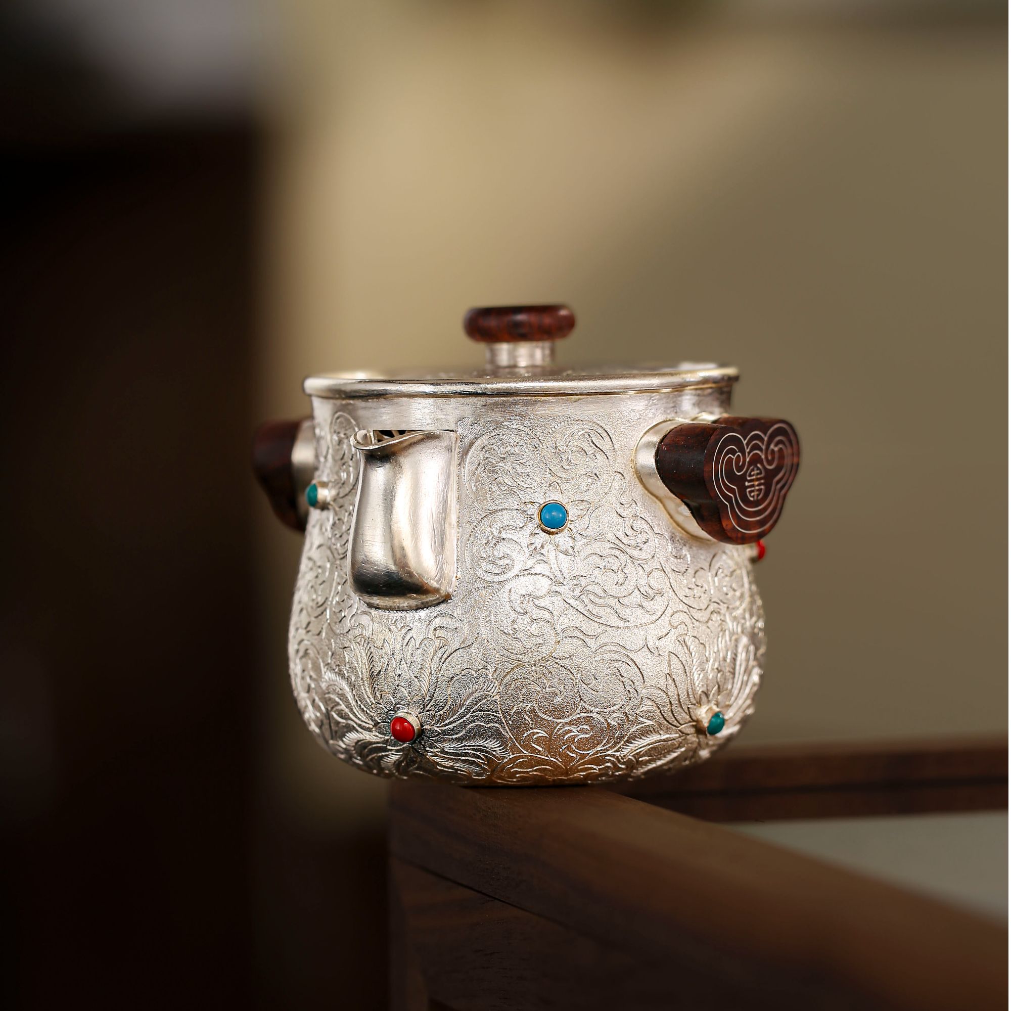 银壶家族 繁花似锦手抓泡茶壶茶壶功夫茶具家用泡茶壶单壶装送礼