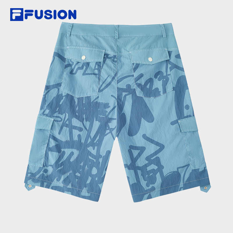 FILA FUSION斐乐梭织五分裤男24秋季涂鸦宽松工装短裤T11M438801F
