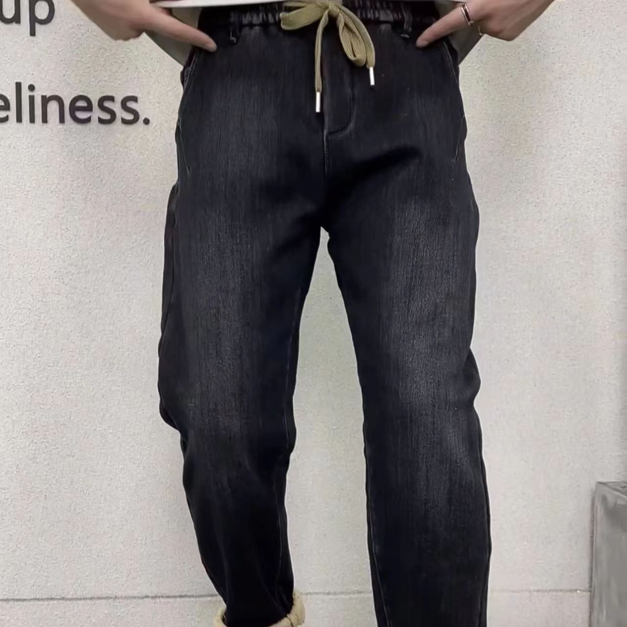 686 秋冬高端男士加绒松紧腰高弹力牛仔裤-CZ