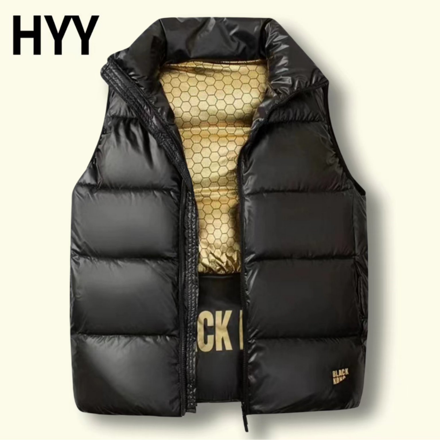 25年爆款黑金马甲男女同款秋冬三防免洗外穿时尚立领棉服防风纯黑