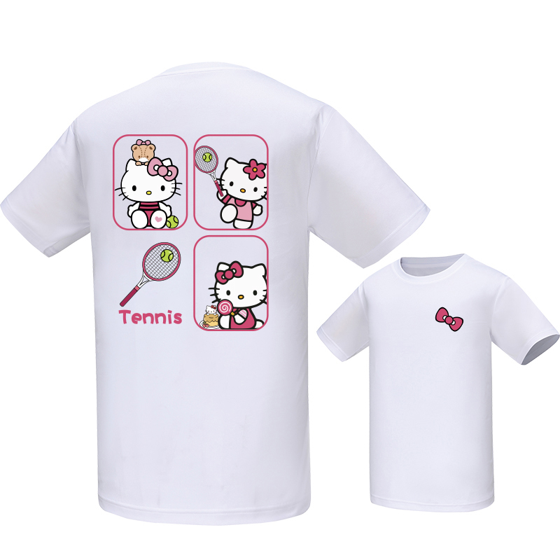 卡通凯蒂猫网球服队服文化衫运动休闲短袖t恤收腰透气清凉情侣ins