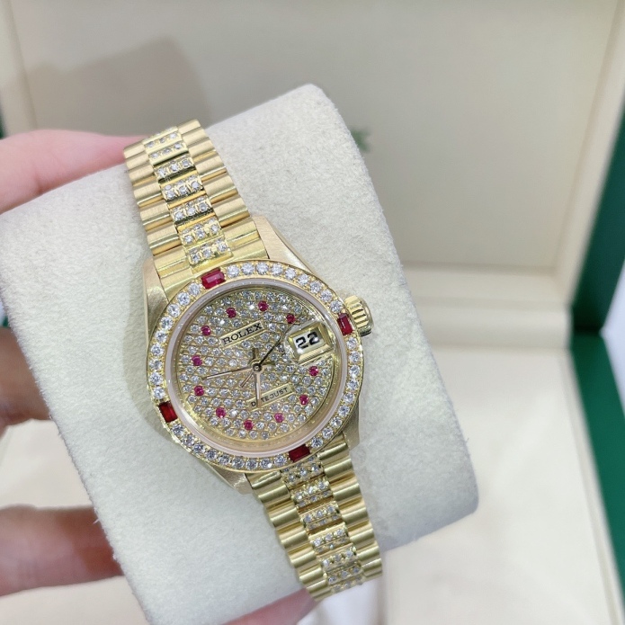 95新 Rolex/劳力士 日志26mm18k金后镶钻满天星自动机械女手表