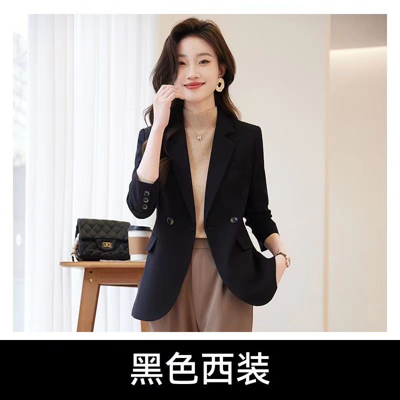 春季薄款气质秋冬西装正装外套女双排扣设计百搭修身小西服上衣