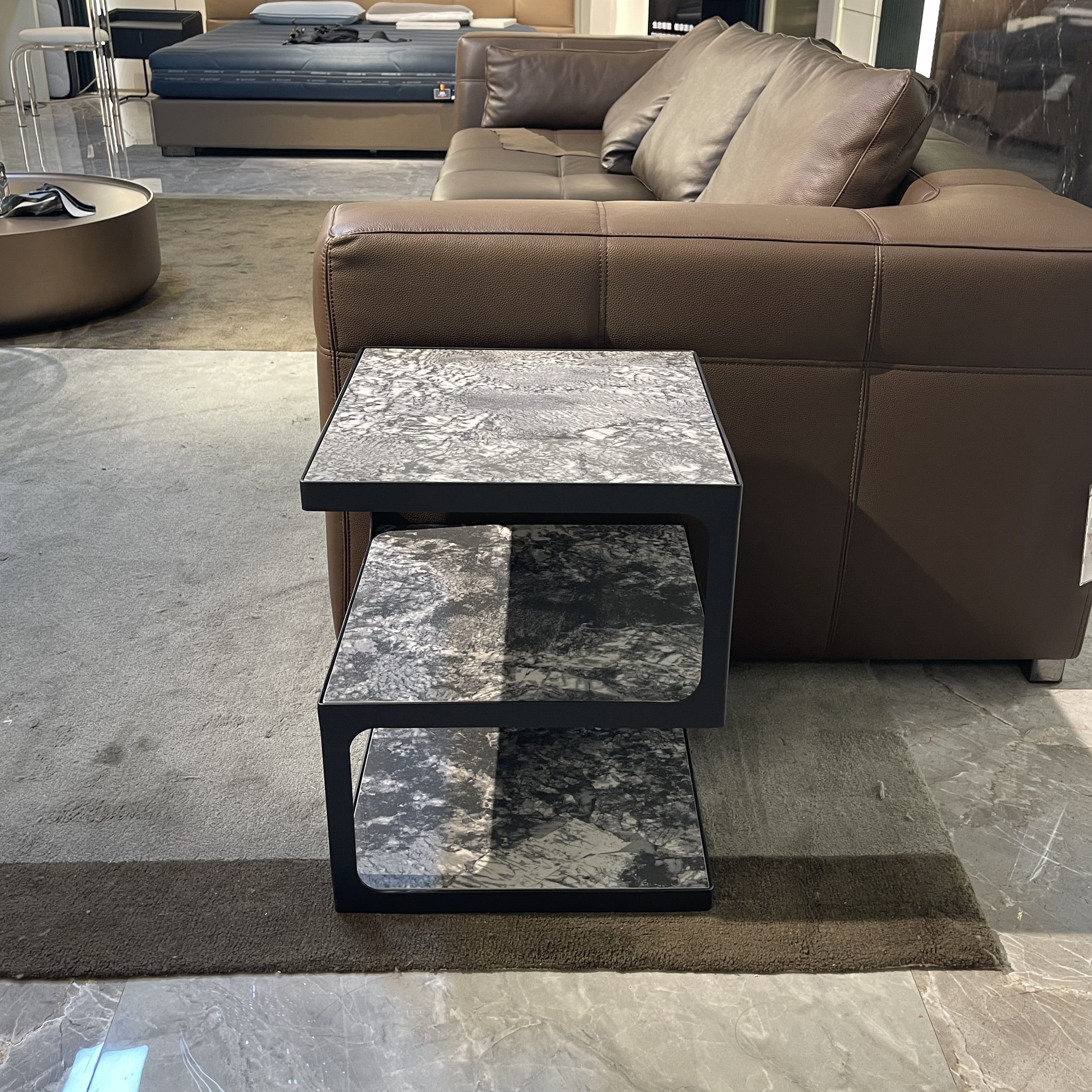 【520三层边几】意式轻奢岩板边几茶几冷翡翠银星沙发侧边客厅家用