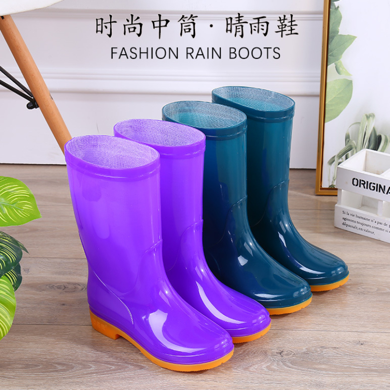 新款中筒防水雨鞋雨靴水鞋女时尚成人胶鞋套鞋加绒水靴防滑工作夏