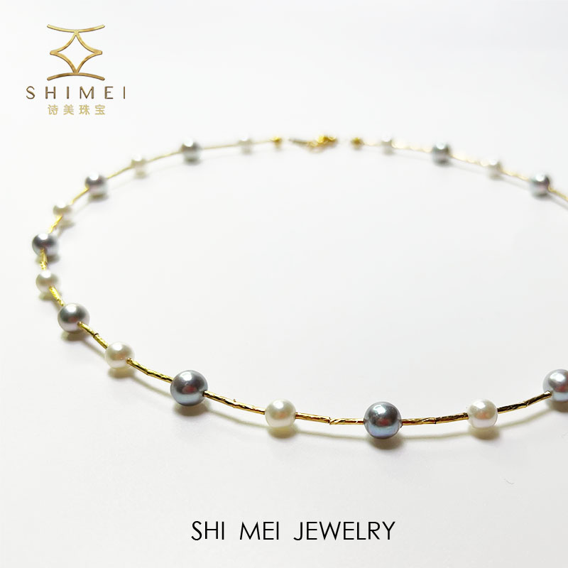 【诗美珠宝】海水真多麻＋AKOYA满天星18K金配件项链