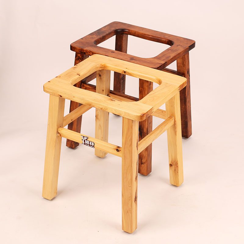 旖林柏木实木家用坐便凳老人木凳简约