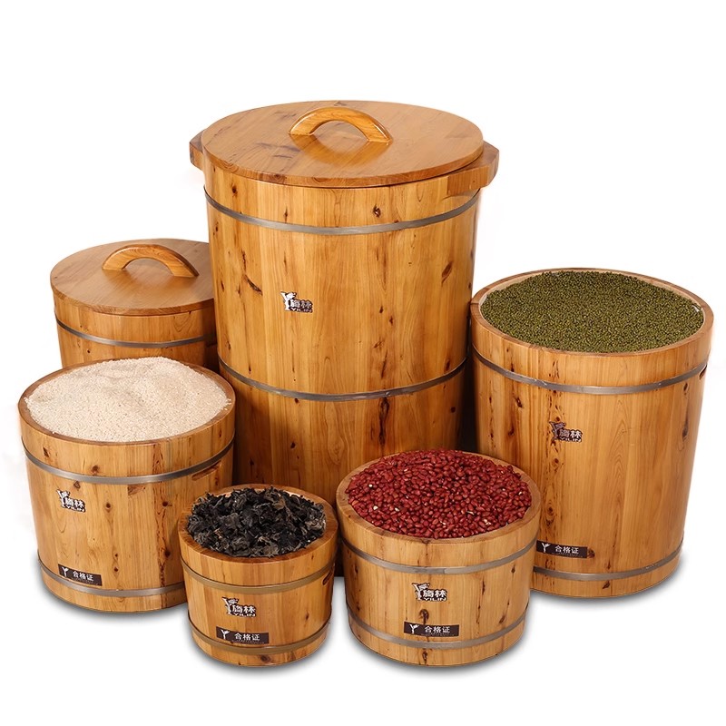 实木米桶5斤装米桶柏木防潮10斤装储米箱家用小米缸