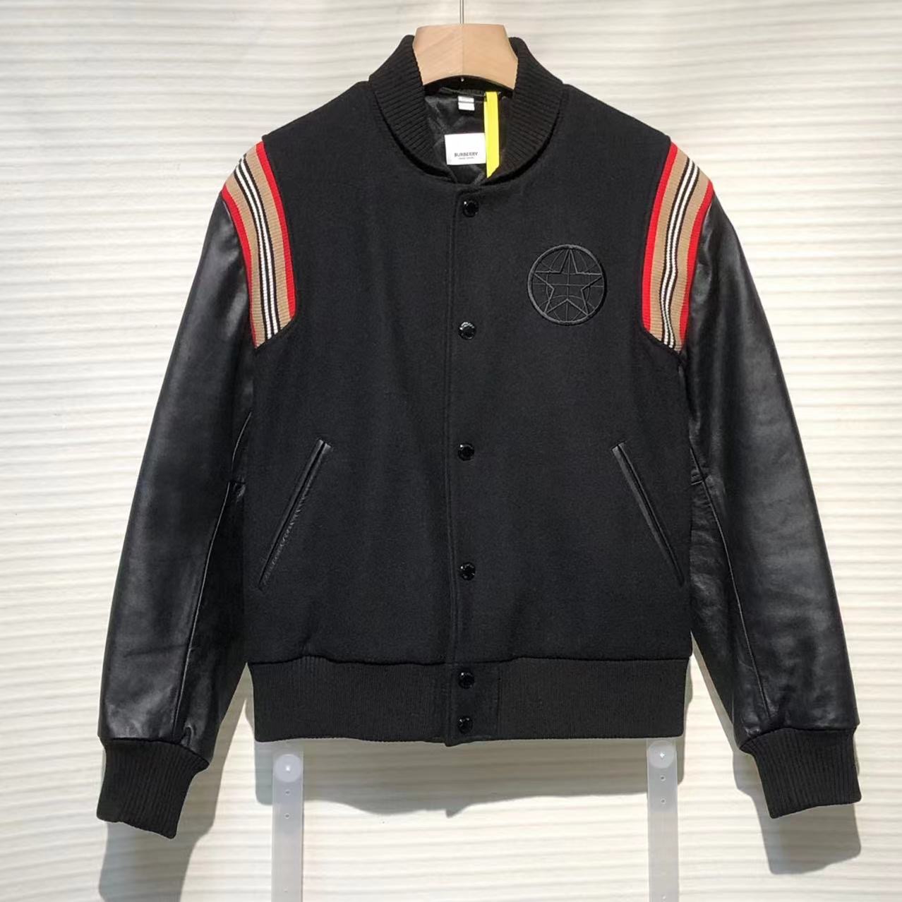 Burberry/巴宝莉 时尚  拼皮 棒球 夹克/50码/99+新/XG-Y15149