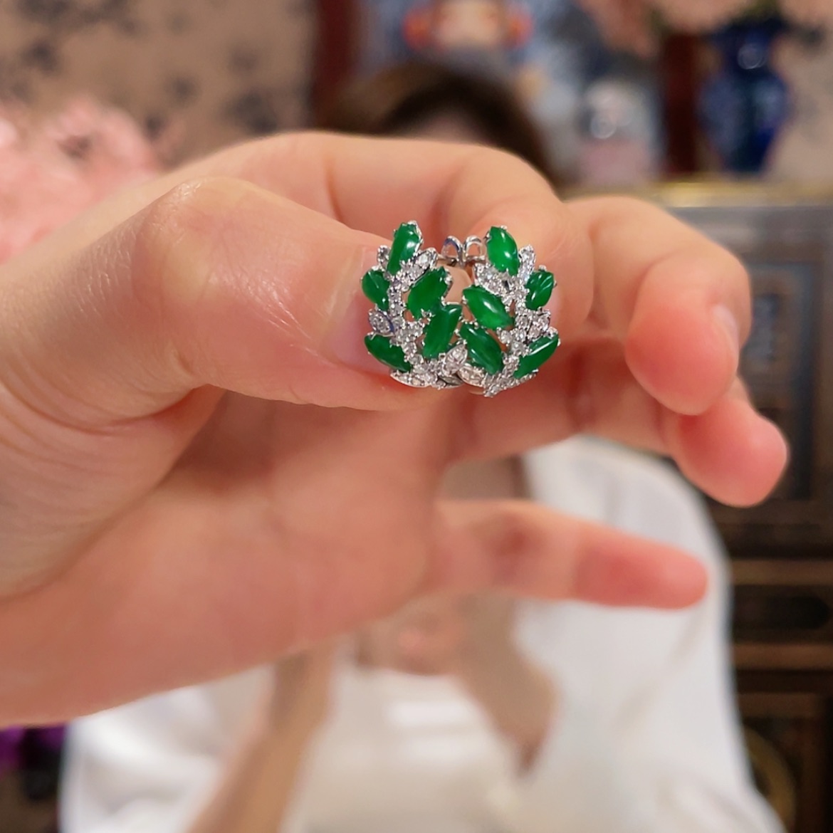 【闪购商品】翡翠耳饰18K金镶嵌