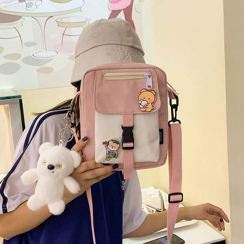 ins帆布小包包女223新款潮韩版百搭斜挎包学生单肩包少女小挎包