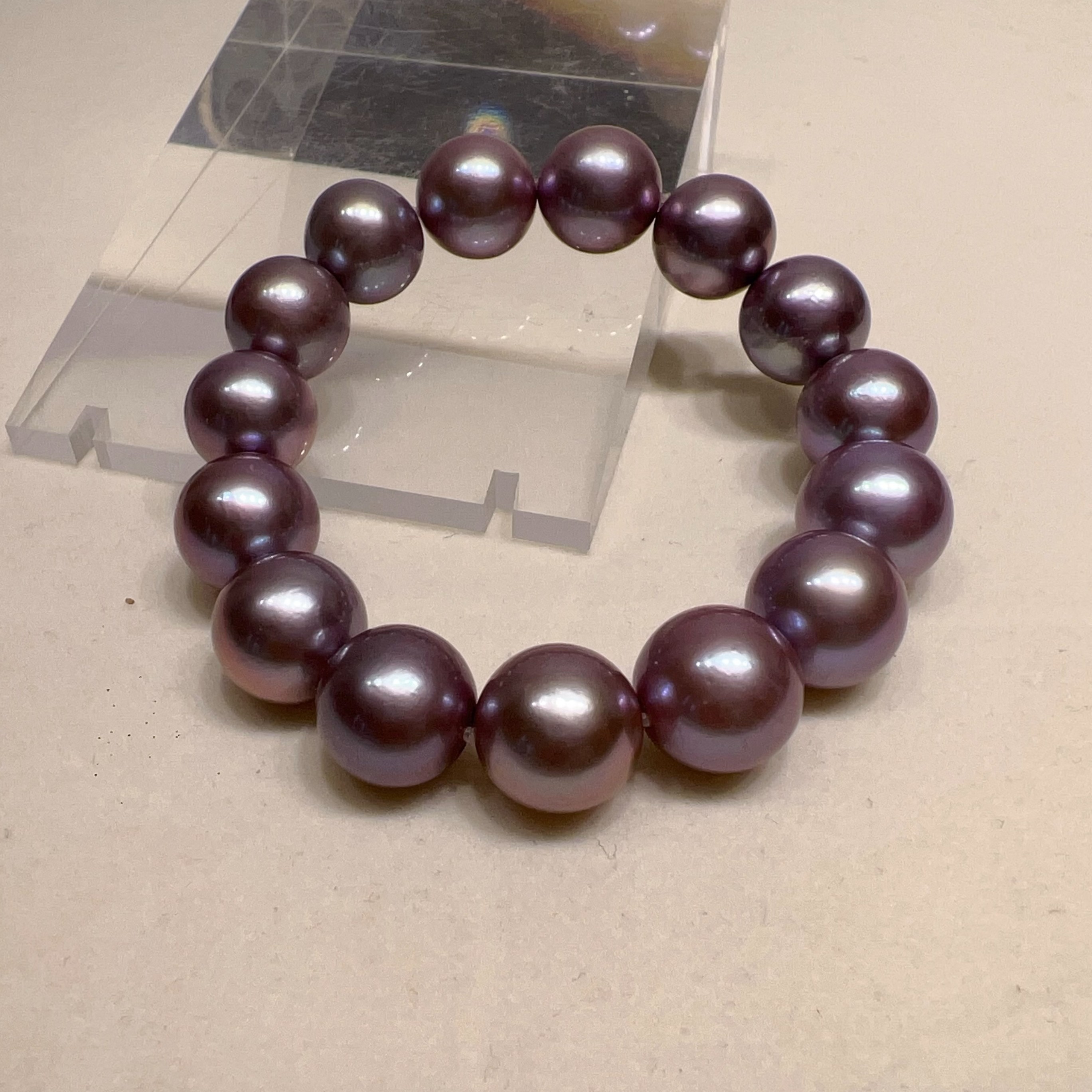 依俐西雅 G093 贵气十足大紫珠珍珠手链 12-14mm