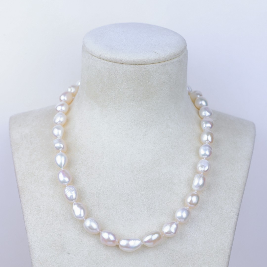 依俐西雅白色巴洛克全珠项链A216（多样性发货1件）9-10mm