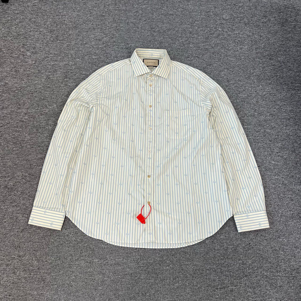 Gucci 古驰 满印双G 条纹衬衫 99新 16+码