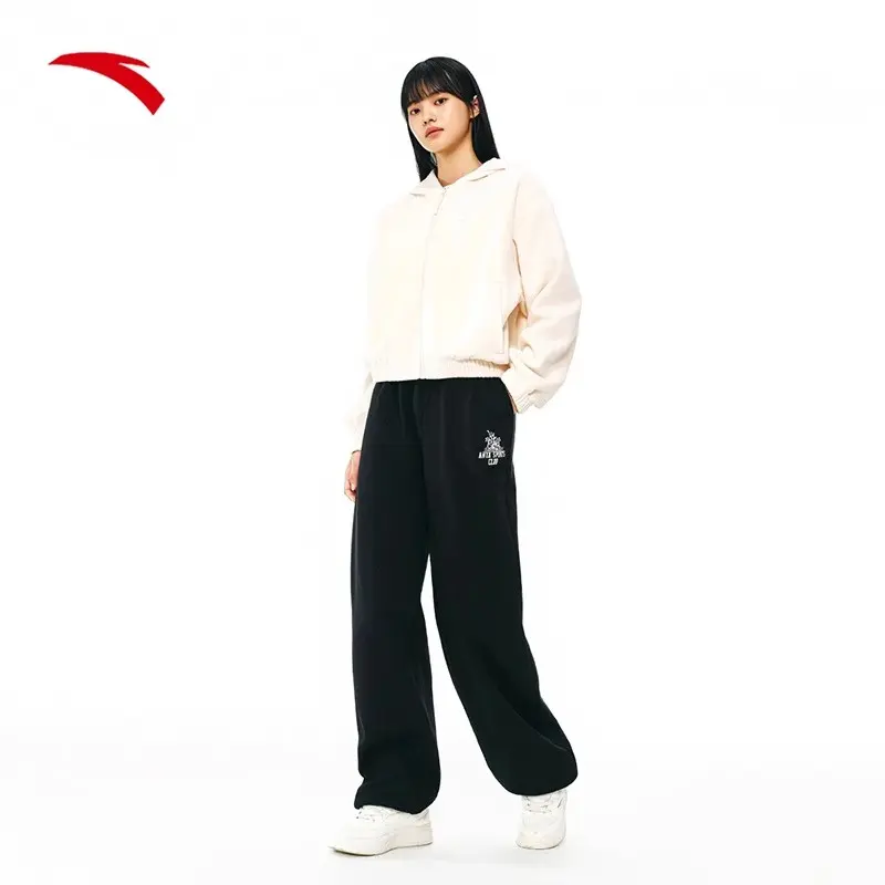 安踏休闲运动长裤女2025冬季新款加绒保暖宽松直筒卫裤162448304